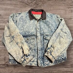 Rare Vintage 80s Members Only Denim Jean Jacket Size XXL Stone Washed Bomber
